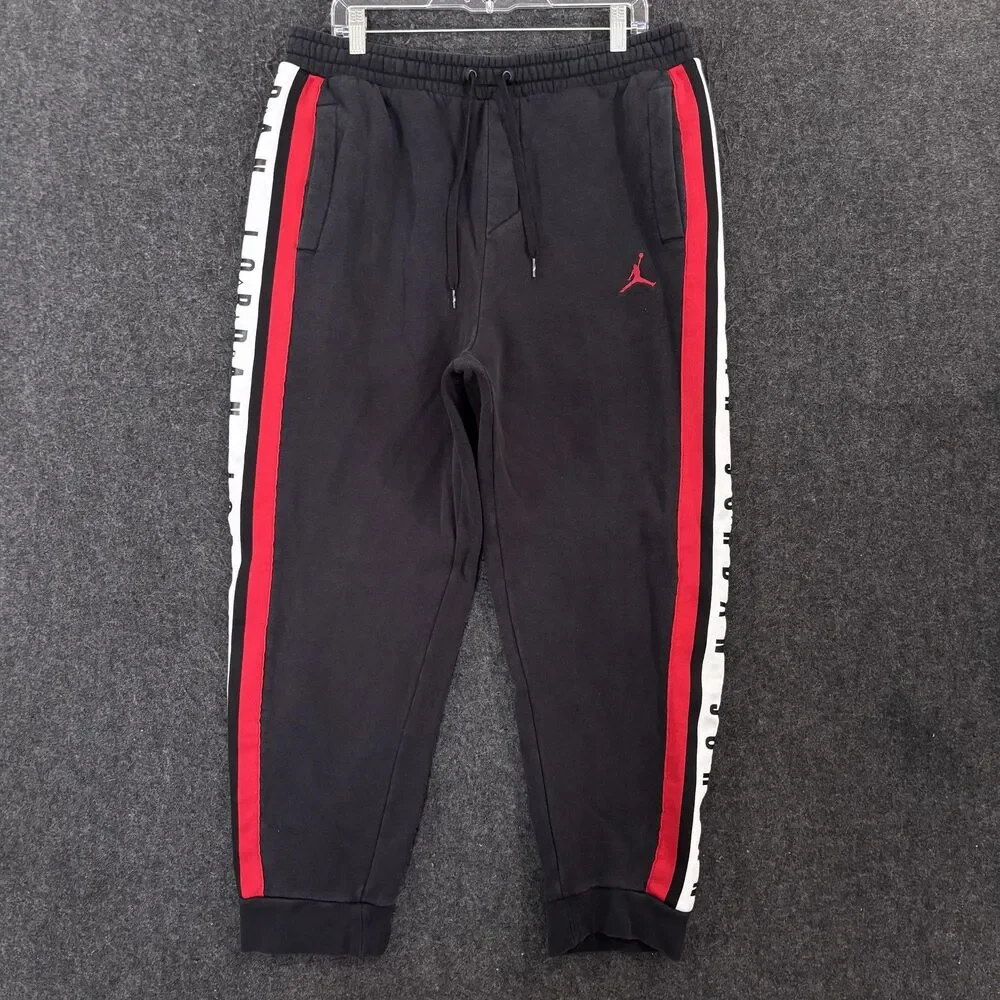 Jordan Joggers Men's XL Black Fleece Sweatpants Side Stripe Nike BQ5664-010